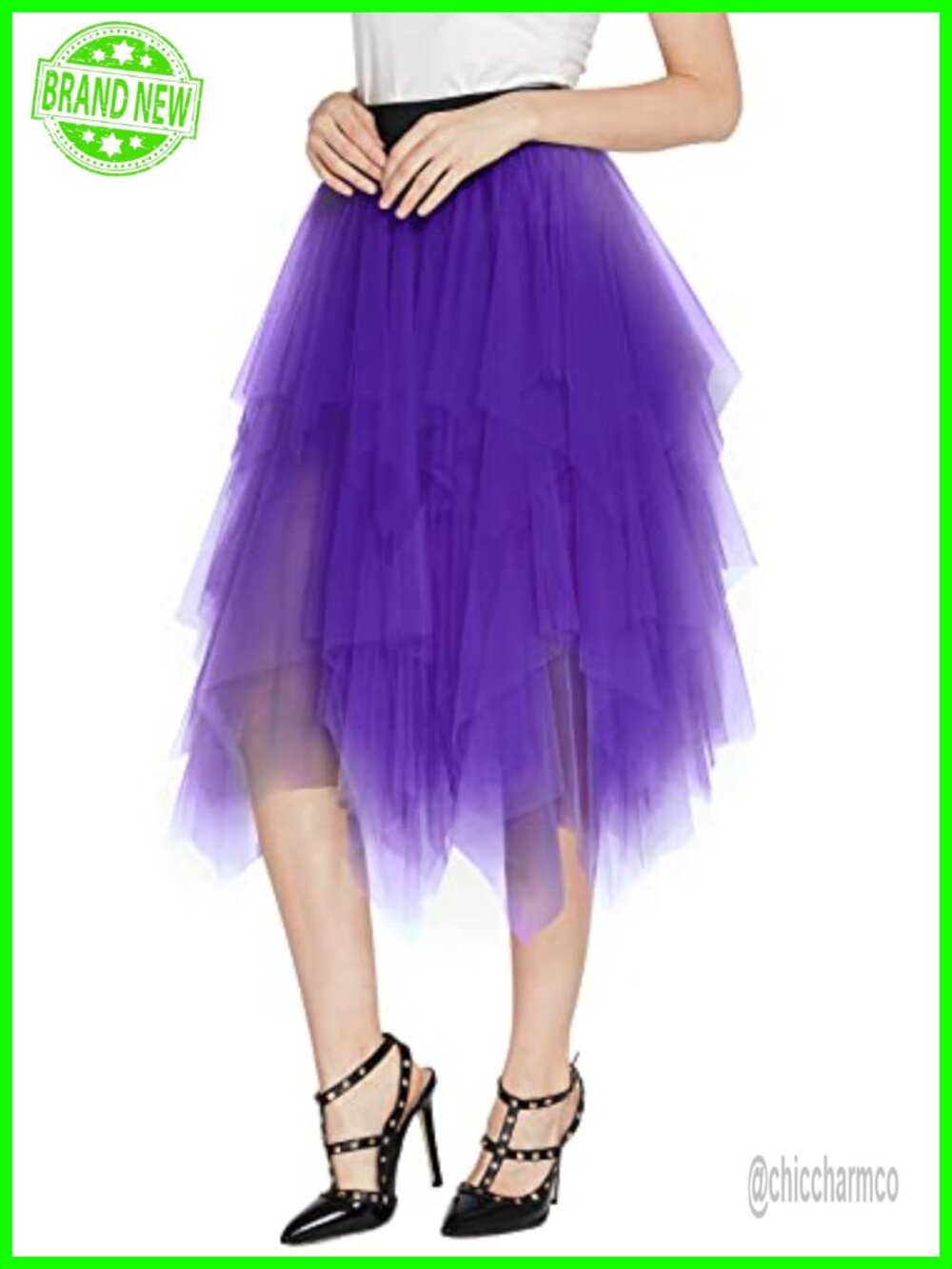 A-Line Mesh Tutu Skirt Fluffy Layered Tulle Midi Long Skirts Elastic Waist